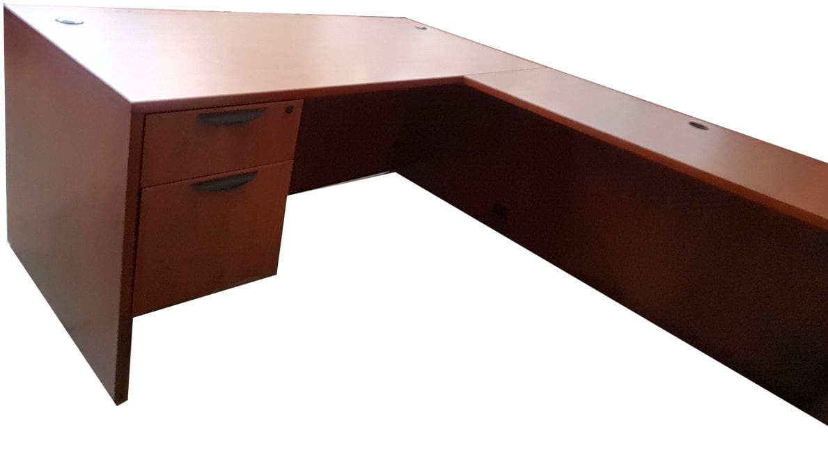 Used Right Oriented Cherry L Shape Desk 66 x 72 Smart Buy Office