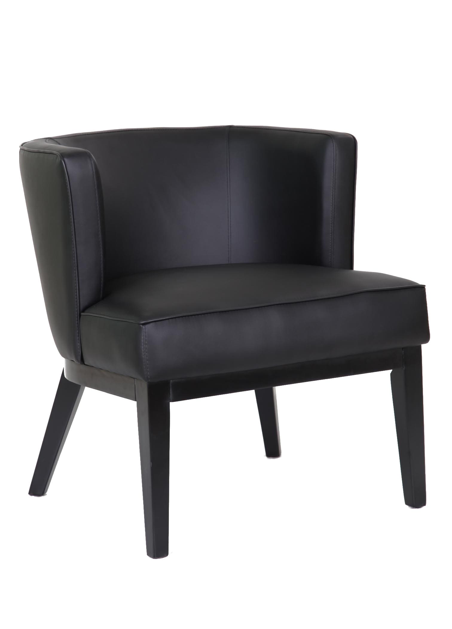 Guest Chair Black Polyurethane Vinyl Upholstery And Black Wood Frame
