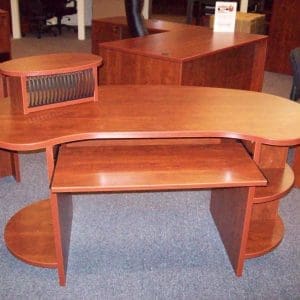 Kidney Shaped Computer Desk And Keyboard With Monitor Rest Smart