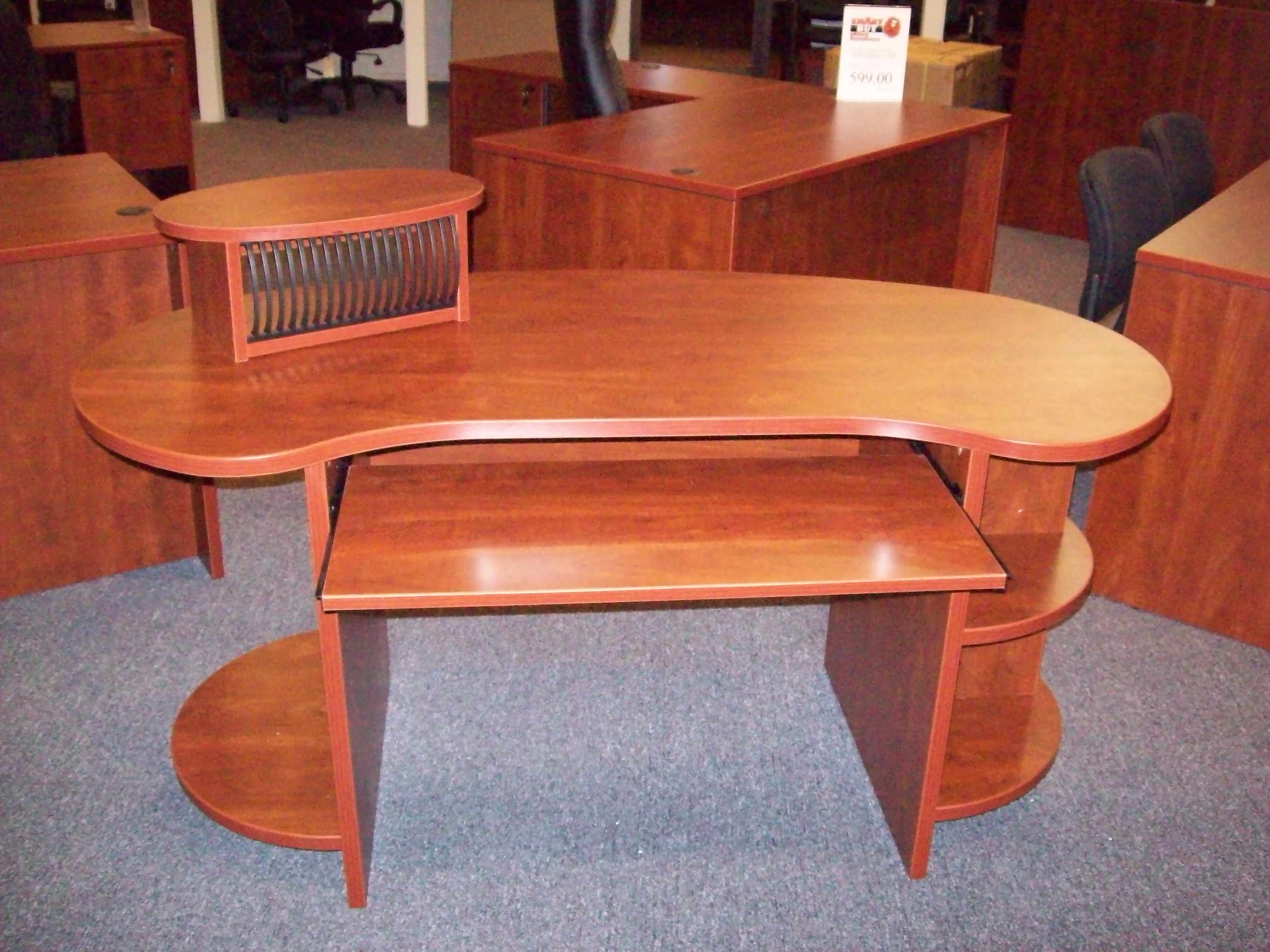 Kidney Shaped Computer Desk And Keyboard With Monitor Rest Smart