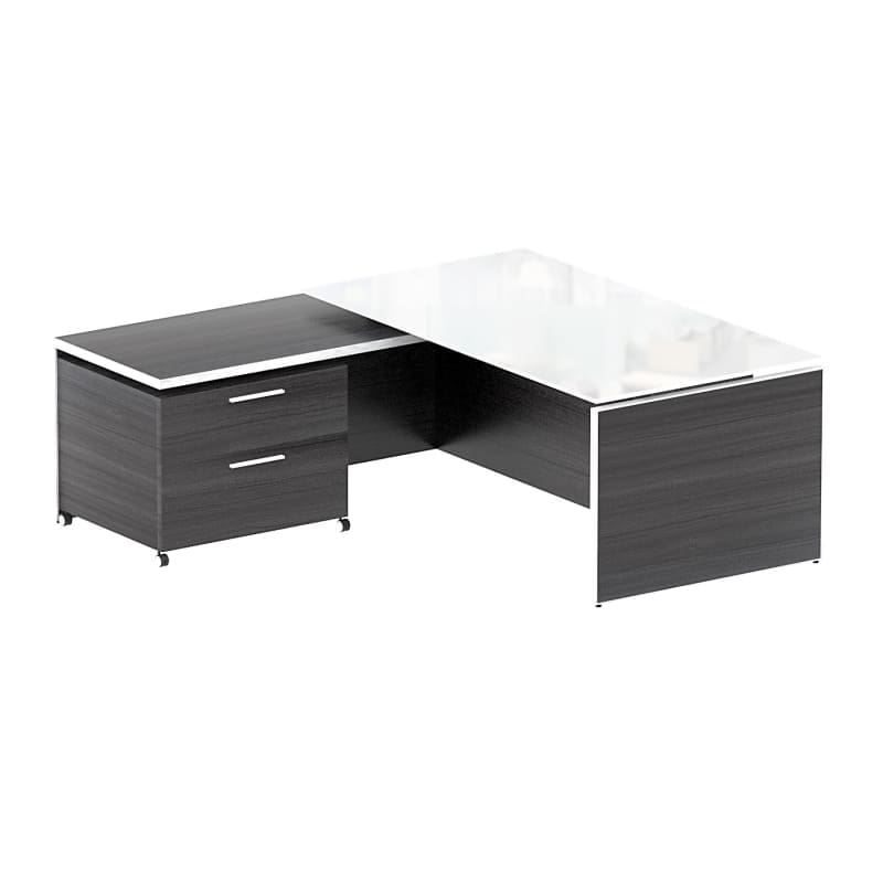 Glass Top Potenza Executive Desk White Glass Smart Buy Office