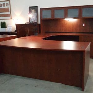 Desk U Shape Right Or Left Extended Bow Front Desk With Glass