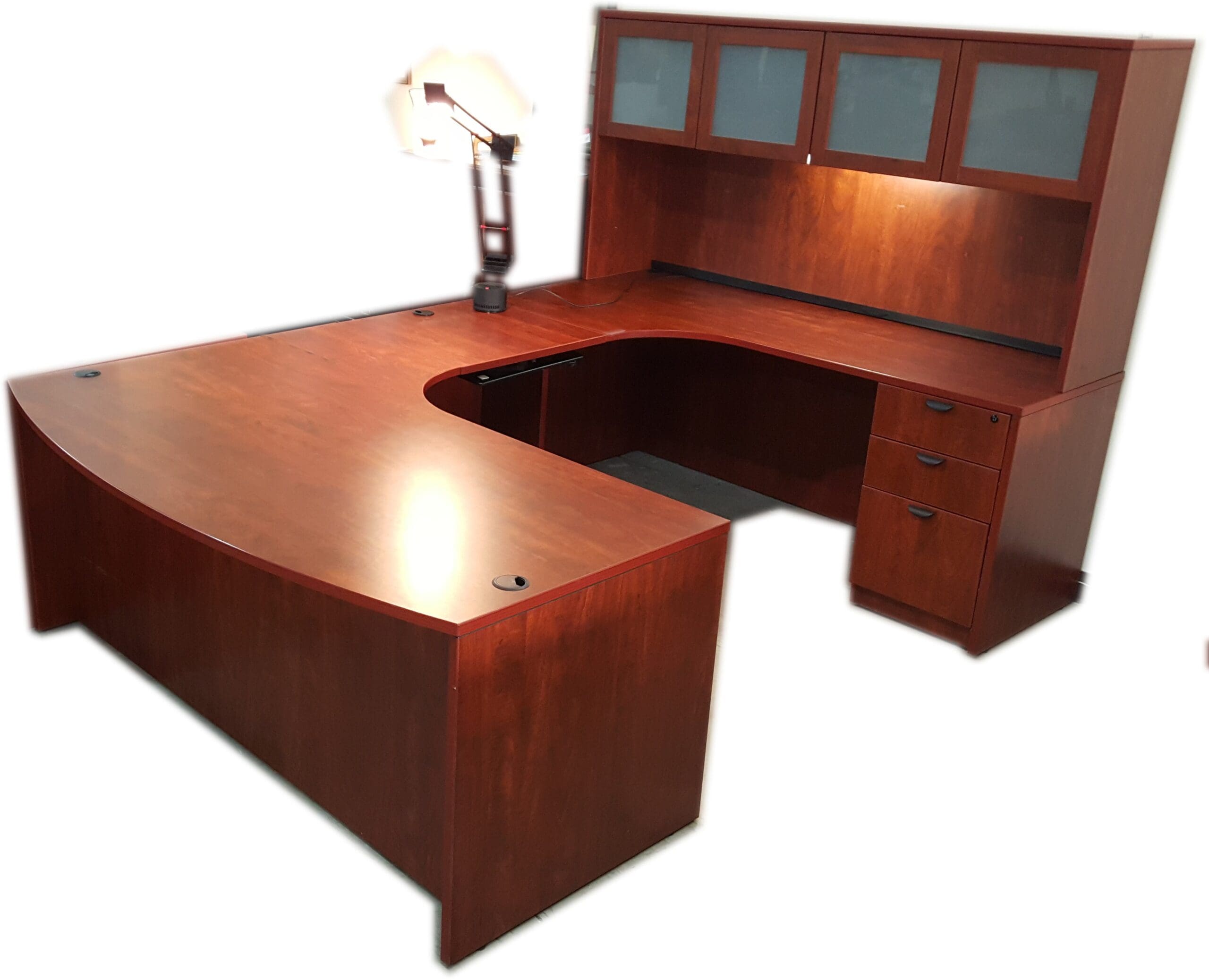 Desk U Shape Right Or Left Extended Bow Front Desk With Glass