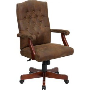 Rustic High Back Bomber Brown Upholstered Executive Desk Chair